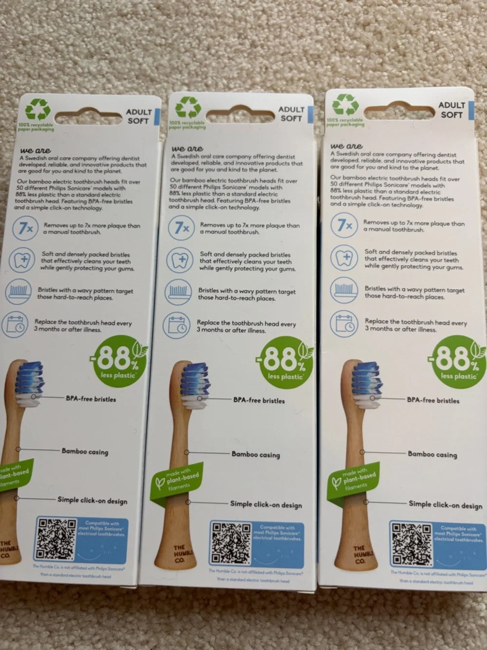 Bamboo Electric Toothbrush Heads - Blue & Pink (3 Pack)